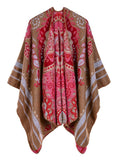 WOMEN ETHNIC FLOWERS SHAWL LARGE CLOAK