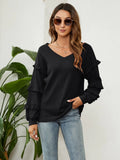 WOMEN V-NECK LANTERN SLEEVE TOP