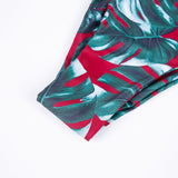 Swimwear Women Swimsuit High Waist Red Leaves Print Bandage Bikini