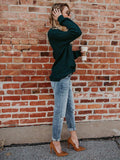 Long Sleeves Green Sweater Tops