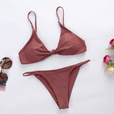 Ladder Cut Cami Ruched Bikini