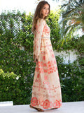 Print Bohemia Long Sleeves Lace Maxi Dress