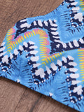 Printed Flower High Neck Halter Striped Bikini For Swimwear