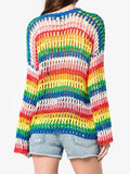 Rainbow  Knitting Loose Sweater