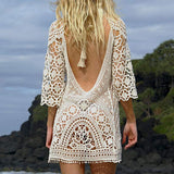 Women’s Bathing Suit Cover Up Crochet Lace Bikini Swimsuit Dress