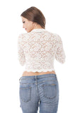 Fashion Long Sleeve Lace Mock Neck Crop Top
