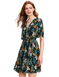 Button Up Split Floral Print Flowy Party Dress