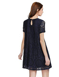Women's Plain Short Sleeve Floral Summer Floral Lace Prom Party Shift Dress