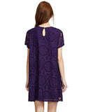 Women's Plain Short Sleeve Floral Summer Floral Lace Prom Party Shift Dress