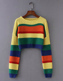 Cute Colorblock Crop Sweater