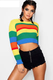 Cute Colorblock Crop Sweater