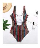 Colorful Striped Cutout Tied Swimsuit