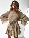 Fashion Colors Long Sleeves Mini Dresses
