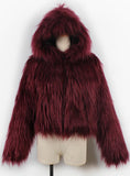 Women Winter Fur Like Hat Throwing Mini Coat