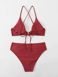 SEXY SOLID COLOR SPLIT BIKINI