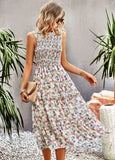 WOMEN LEISURE PRINT SLEEVE DRESS