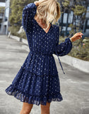 LONG SLEEVE V-NECK SEXY DRESS