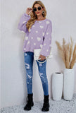 LOVE-COLLARED PULLOVER LONG-SLEEVED SWEATER