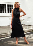 SOLID COLOR SLEEVELESS LONG DRESS