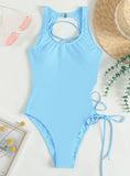 SEXY HOLLOW LACE UP ONE PIECE BIKINI