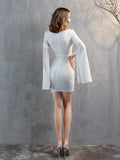 V-NECK SEQUINS SHORT SLEEVE PARTY DRESS