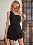 SOLID COLOR ONE-SHOULDER JUMPSUITS