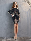 LONG SLEEVE SEQUINS PARTY DRESS