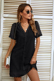 V-NECK SHORT-SLEEVED POLKA-DOT LACE DRESS