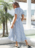 HOLIDAY PRINTED FLOUNCE BOHEMIAN DRESS