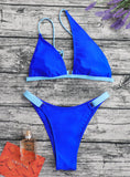 SEXY ONE-SHOULDER SOLID COLOR SWIMSUIT