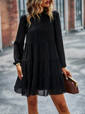 ROUND NECK LONG SLEEVE LOOSE CASUAL DRESS