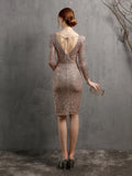 LONG SLEEVE SEQUINS SPLIT PARTY DRESS