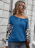 FASHION CONTRAST STITCHING LEOPARD SWEATER