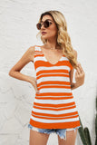 WOMEN'S STRIPED V-NECK TOP VEST