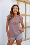 ROUND NECK LACE PLEATED CASUAL SHIRT