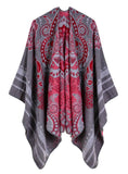 WOMEN ETHNIC FLOWERS SHAWL LARGE CLOAK