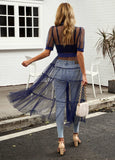 A-LINE MESH PERSPECTIVE DRESS