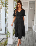 SOLID COLOR A-LINE DRESS