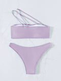 SOLID ONE SHOULDER SEXY TRIANGLE BIKINI