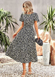 SUMMER PRINT SHORT-SLEEVED DRESS