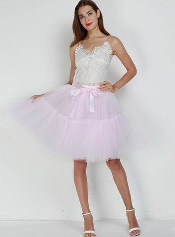 Women Pink Puff Tulle Tutu Skirt