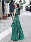 Sleeveless Printed Green Bohemia Maxi Dress