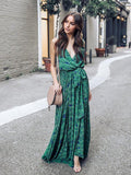 Sleeveless Printed Green Bohemia Maxi Dress