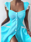 Solid Lace Sweet Young Style Woman Dress