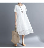 Women Vintage Ladies Lace Boho Summer Long Dress