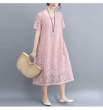 Women Vintage Ladies Lace Boho Summer Long Dress
