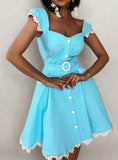 Solid Lace Sweet Young Style Woman Dress