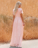 Fashion Women Deep V-neck Lace Hollow Out Bohemian Maxi Dress