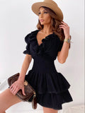 Summer Ruffle Loose Elastic Tunic Mini Party Dresses