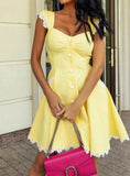 Solid Lace Sweet Young Style Woman Dress